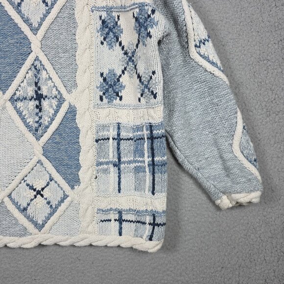 Vintage Grandma Sweater Womens Size Large 3D Cable-Knit Pullover Argyle USA 90s - Picture 3 of 13